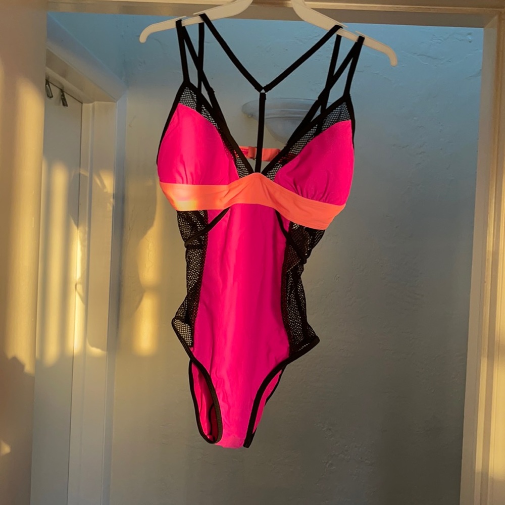 Pink Sexy One Piece Swim Suit - Never Worn - Size M